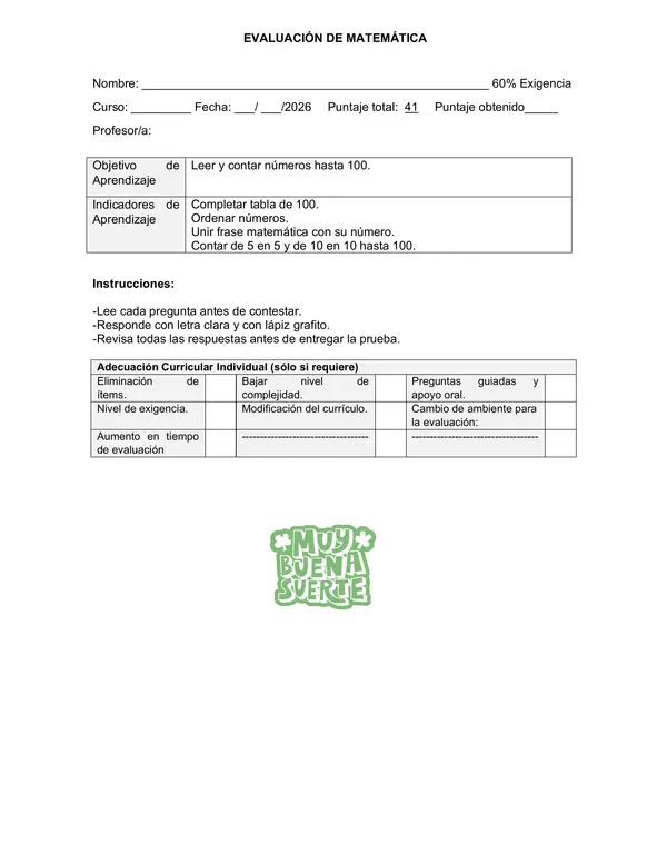 Evaluación matemática