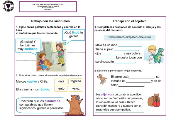 sinonimos y adjetivos 