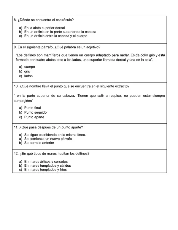 evaluación tercero básico