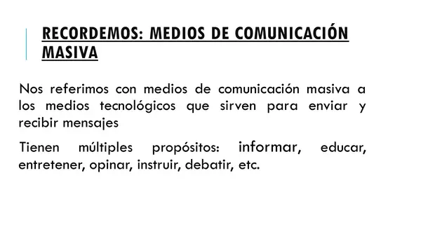 MEDIOS DE COMUNICACION MASIVA Y COMUNIDADES DIGITALES TERCERO MEDIO
