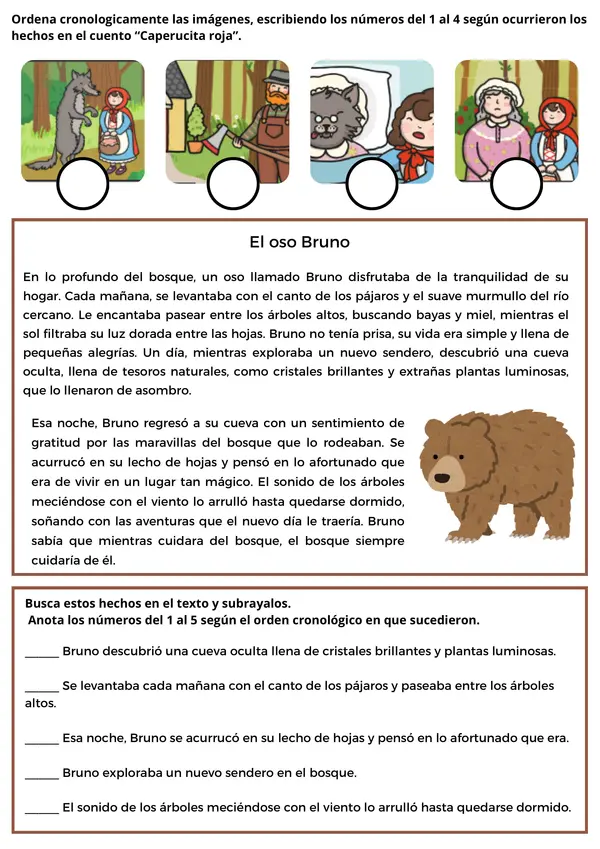Comprensión Lectora, Reconstruir la secuencia de acciones