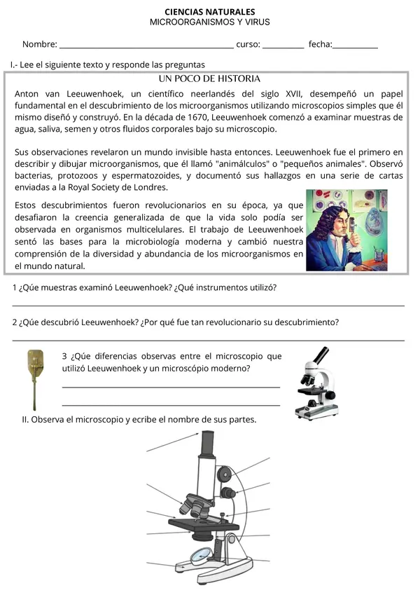  Ficha Ciencias Naturales - Microorganismos y Virus - Bacterias, Hongos y más