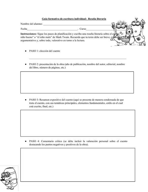 Guía formativa de escritura individual:  Reseña literaria