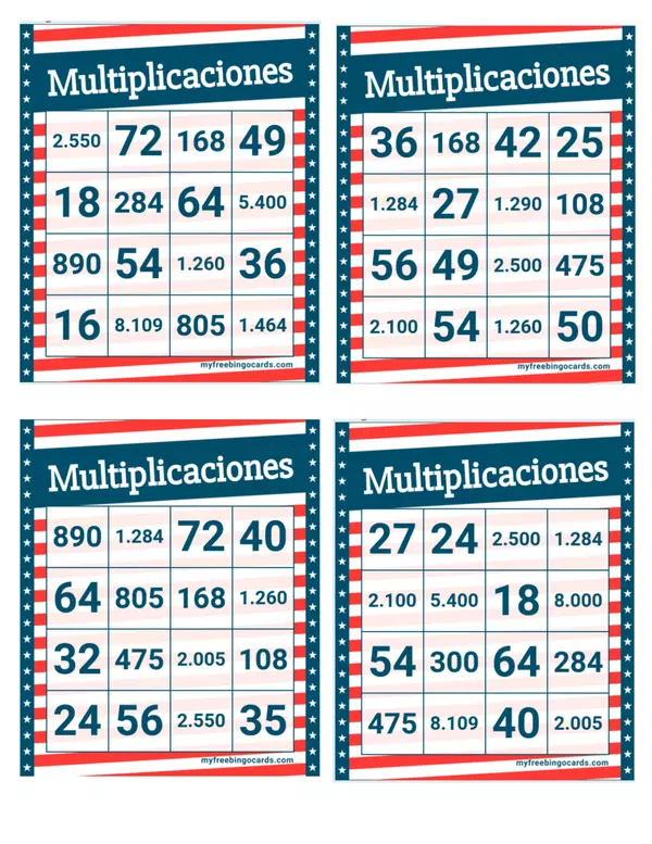 Bingo multiplicaciones