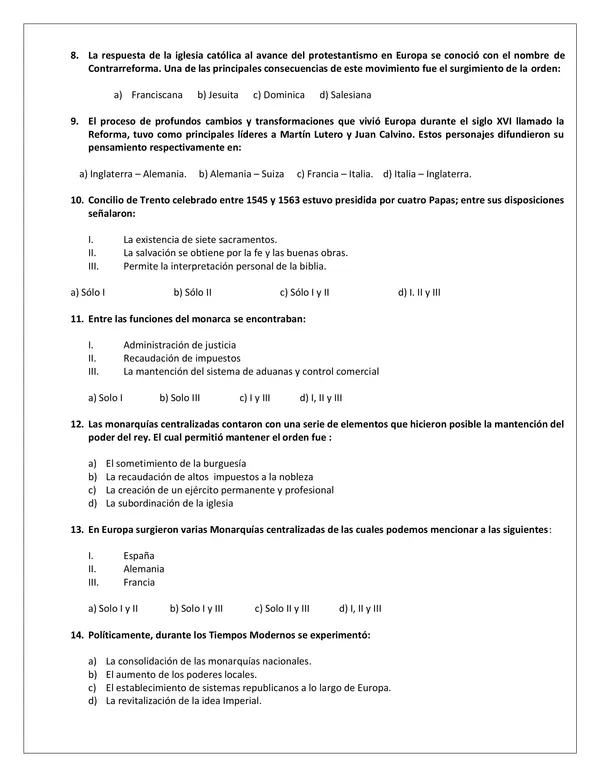 Evaluación N° 2: “Transformaciones políticas, económicas y religiosas de la Edad Moderna”