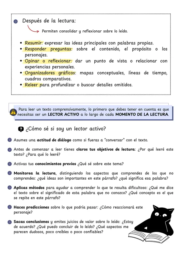Guía de trabajo: Momentos de la lectura