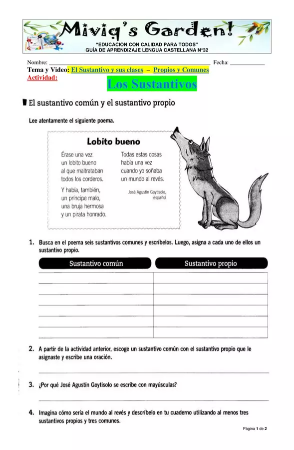 Sustantivos comunes y propios  Ejercicios de sustantivos, Recursos de  enseñanza de español, Sustantivos concretos y abstractos
