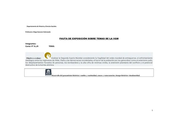 Pauta de investigación sobre temas de la IIGM