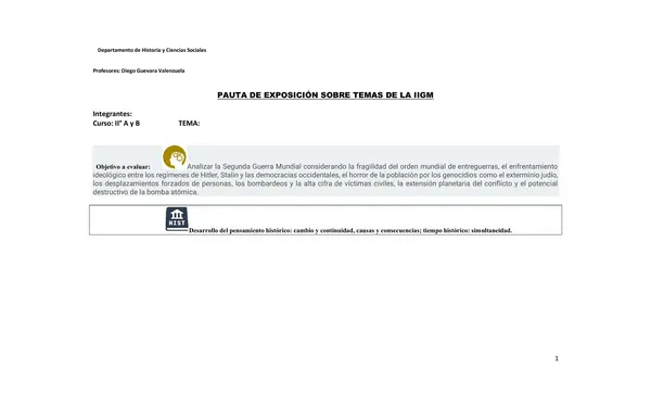 Pauta de investigación sobre temas de la IIGM