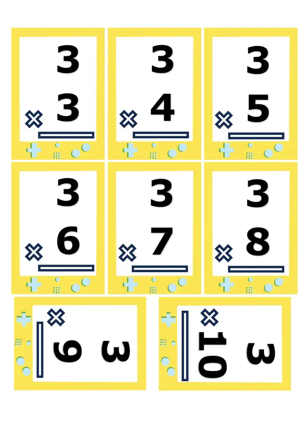 FLASHCARDS TABLAS DE MULTIPLICACIÓN