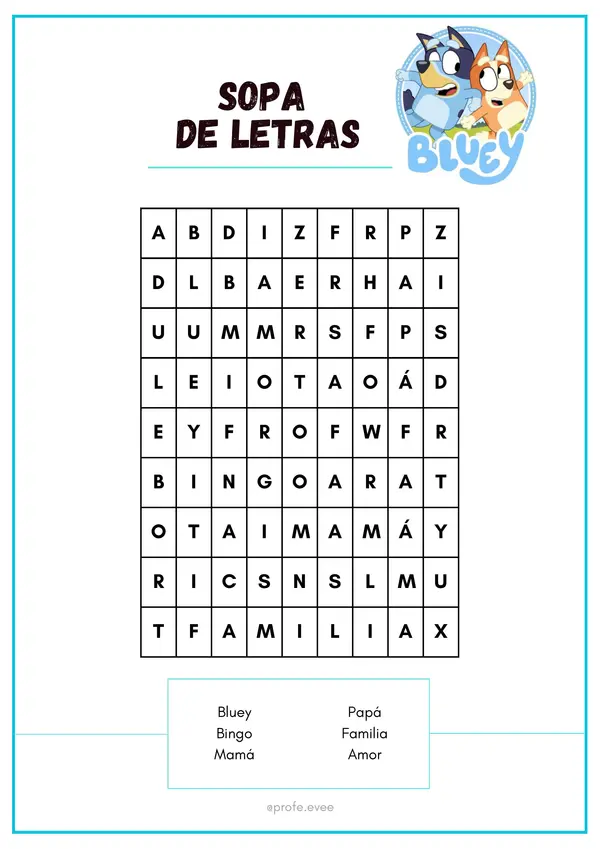 SOPA DE LETRAS - BLUEY