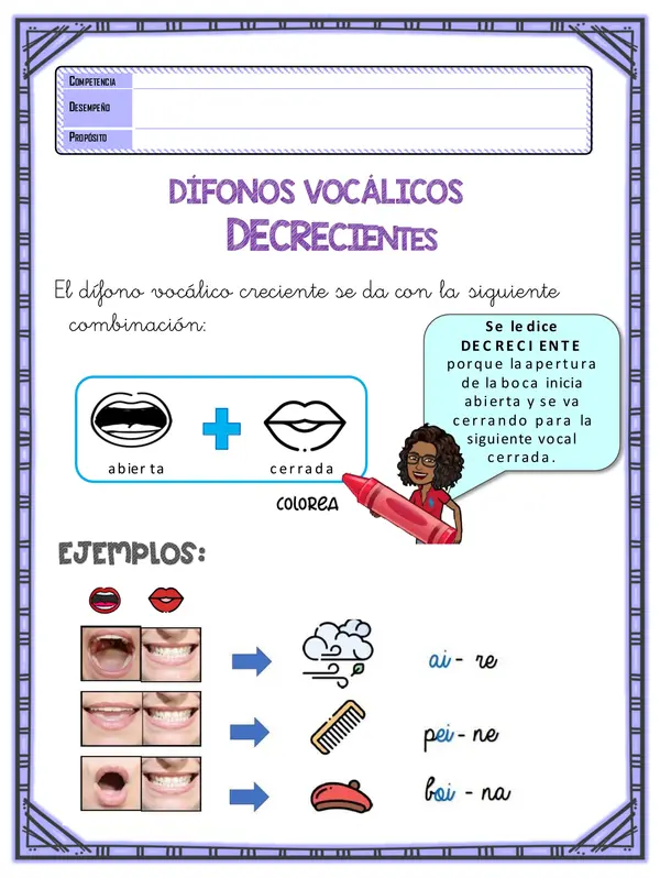 DÍFONOS VOCÁLICOS DECRECIENTES