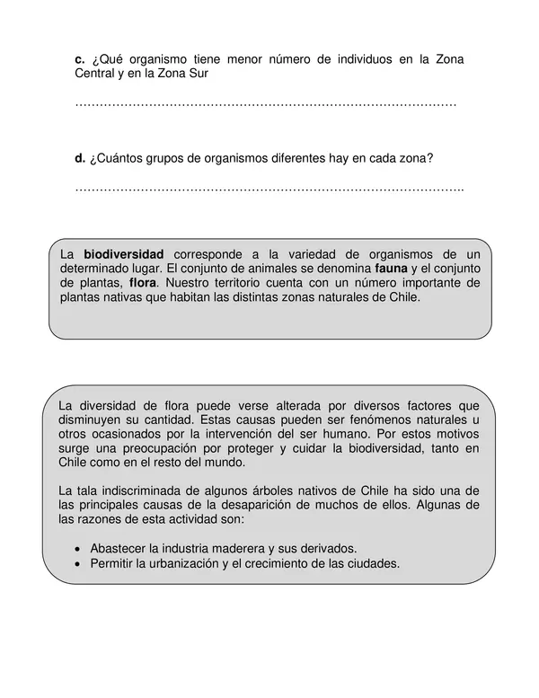 Guía de aplicación de ciencias "Plantas de Chile" Tercer año.