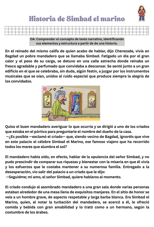 Guía de trabajo "Historia de Simban el marino"