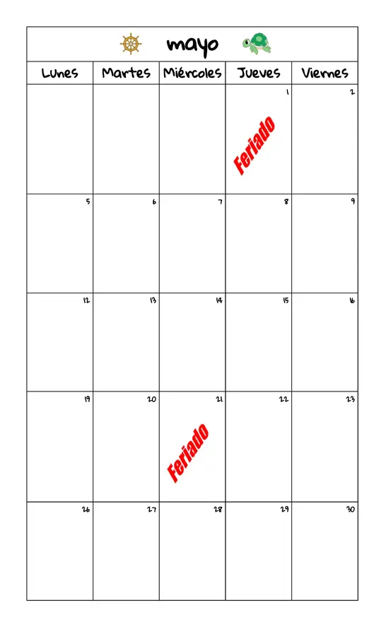 Material: Calendario 2025