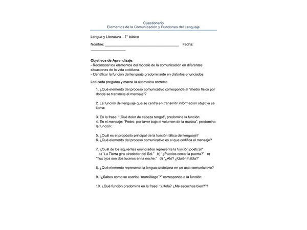 Elementos de la Comunicación y funciones del Lenguaje
