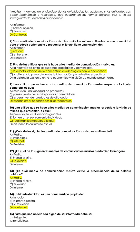 Prueba o guía evaluada - 8° básico - M.M.C, publicidad y propaganda (Lengua y literatura)