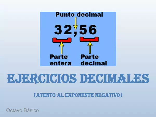 Presentacion Operatoria con Decimales, Octavo Basico