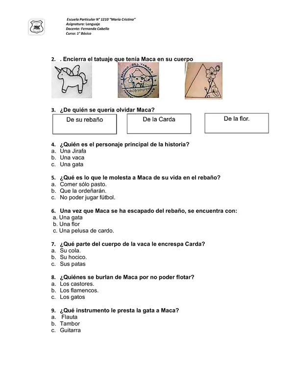 Evaluación "El muundo de Maca"