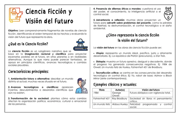 Guía de trabajo - Ciencia  ficción y visión del futuro