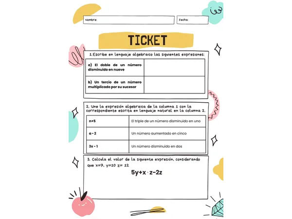 Ticket lenguaje algebraico