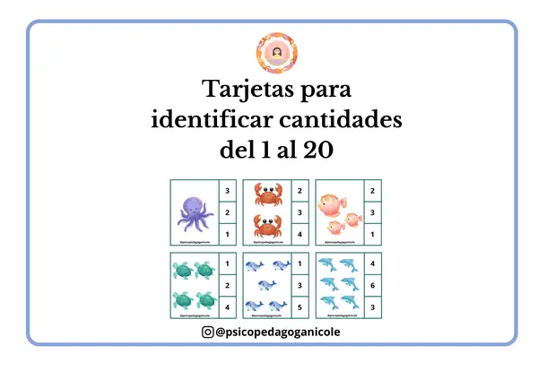 Identificación de cantidades del 1 al 20