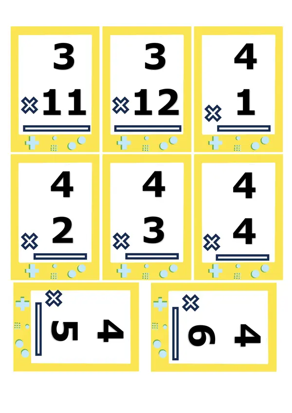 FLASHCARDS TABLAS DE MULTIPLICACIÓN