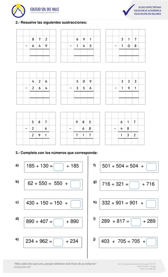 Matemáticas tercero básico