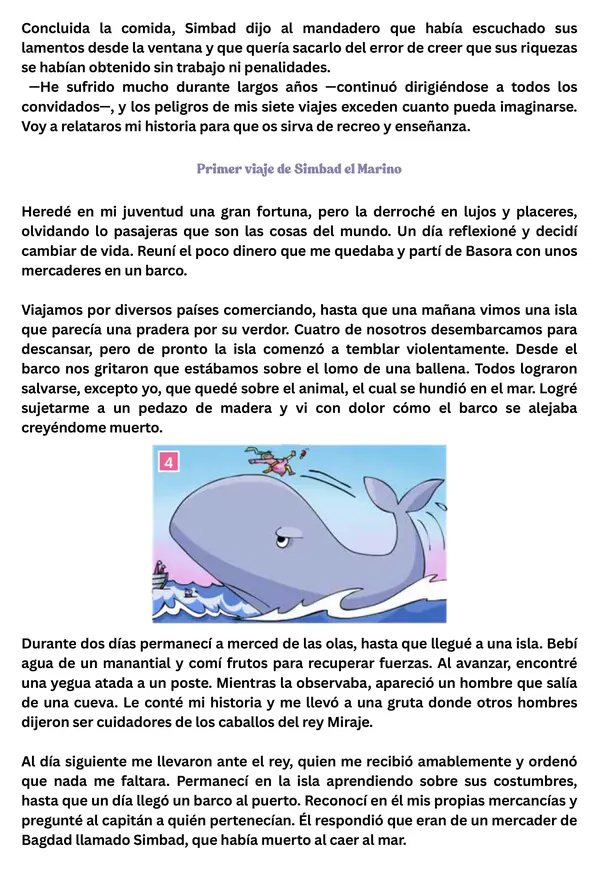 Guía de trabajo "Historia de Simban el marino"