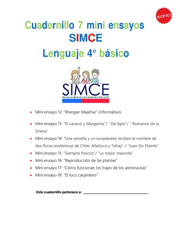 ¡Nuevo! Pack N°2 SIMCE lectura 4° básico