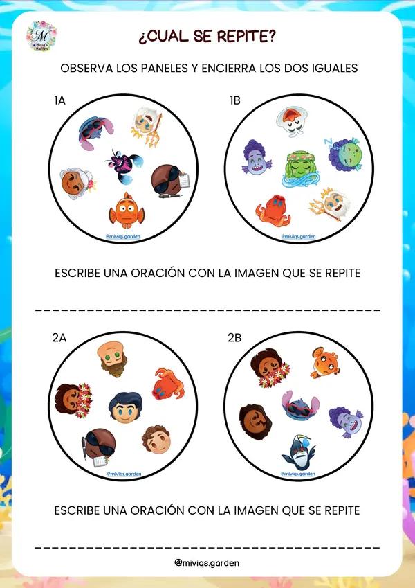 Desafíos Cognitivos Disney Marino (18 actividades)
