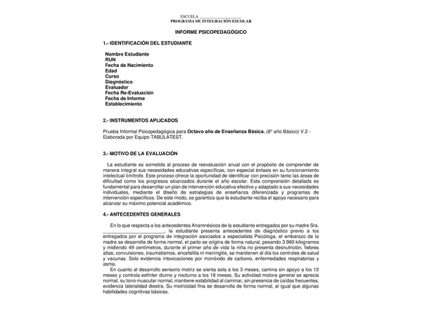 Informe Tabulatest 8vo FIL 