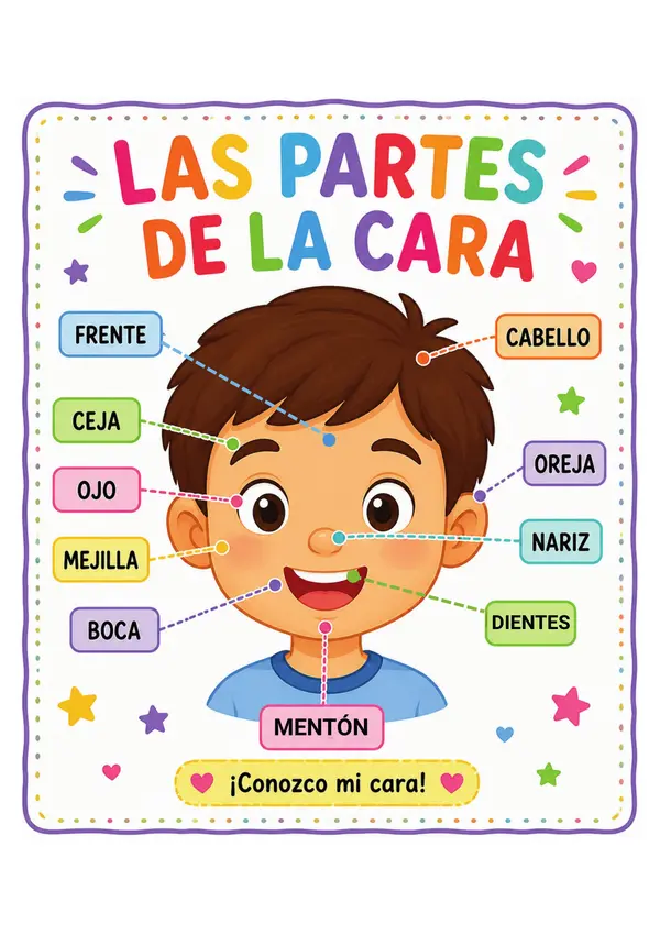 Lámina Educativa “Las Partes de la Cara”  | Aprendizaje Infantil Divertido