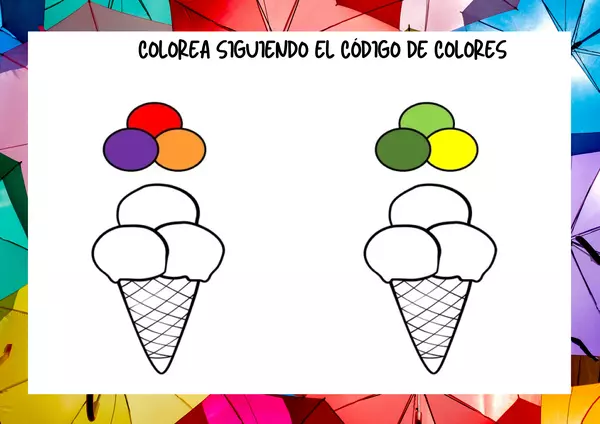 Fichas de atención con helados: Código de colores