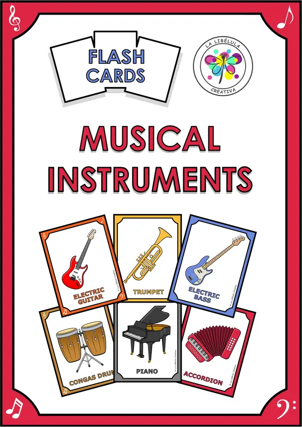 Flash Cards Musical Instrument Music NO PREP