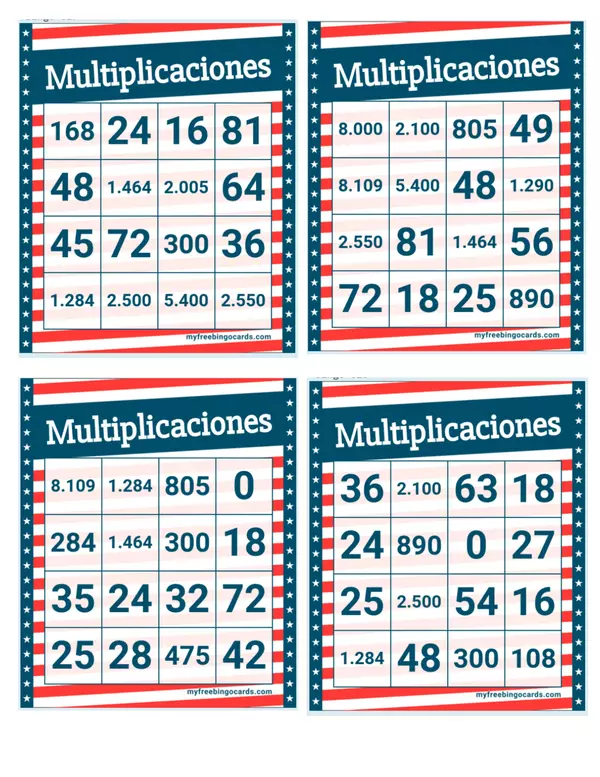 Bingo multiplicaciones