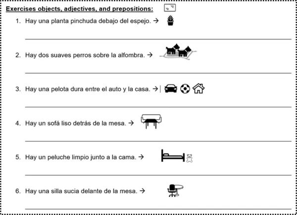 Objects, adjectives and prepositions