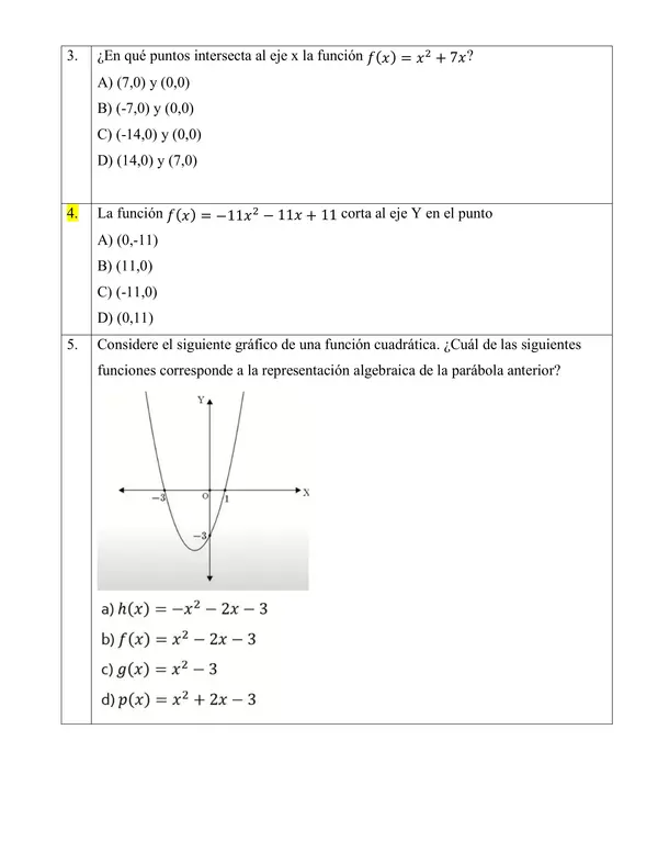 Evaluación función cuadrática segundo medio