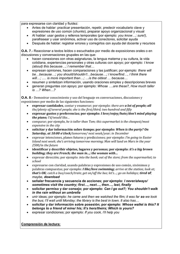 Planificación Clase a Clase: Marzo | Inglés 8° Básico