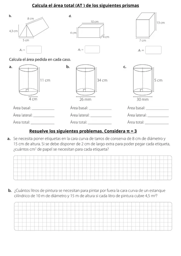 Área y volumen de cuerpos geométricos