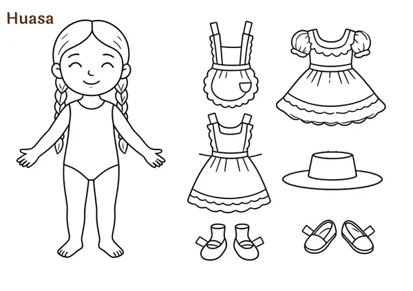 Muñecas de papel Trajes tipicos chile