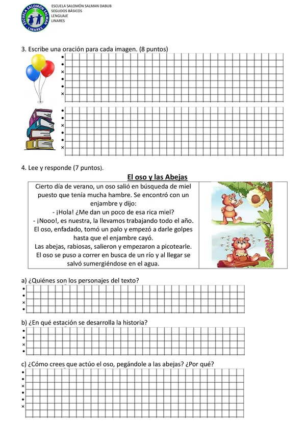 Evaluación lenguaje 