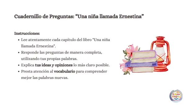 Cuadernillo libro "Una niña llamada Ernestina"
