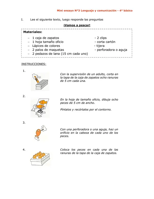 Mini ensayo n°3. SIMCE 4° BÁSICO - Lenguaje y comunicación