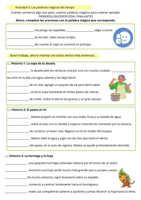 Orden Cronológico, Secuencias, lenguaje y Comunicación