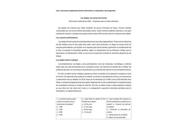 Articulo Informativo "Las Abejas"