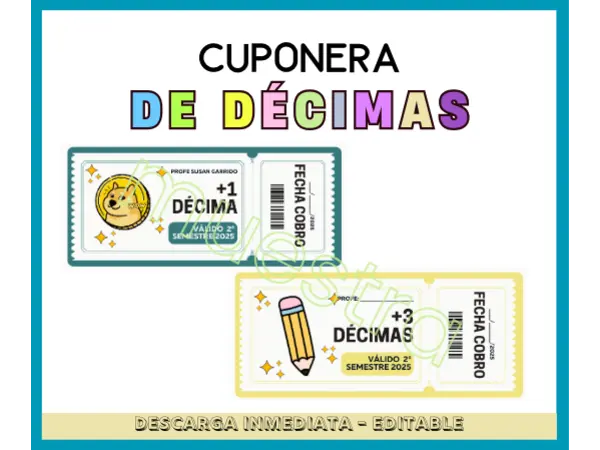 Cuponera de décimas ✨