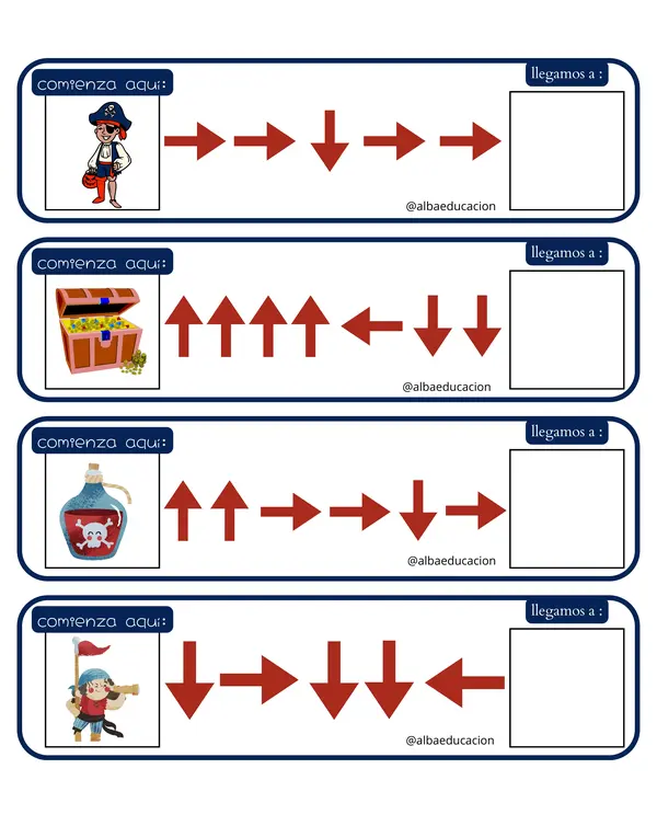 sigue las indicaciones "piratas"