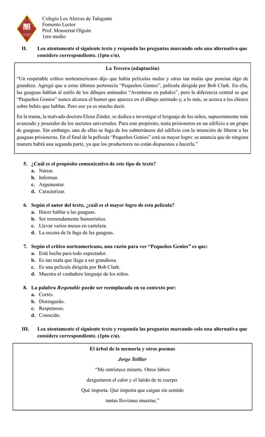 Fomento lector (ensayo SIMCE) 1ero medio (2)