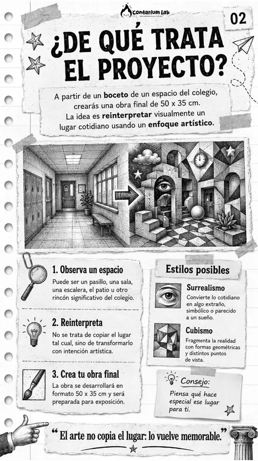 Set de 10 guías - Artes Visuales "Transforma tu espacio del Colegio"